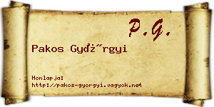Pakos Györgyi névjegykártya